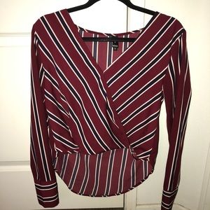 Striped Surplice Blouse